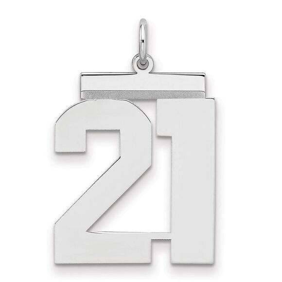 Sterling Silver Athletic Collection Large Polished Number 21 Pendant